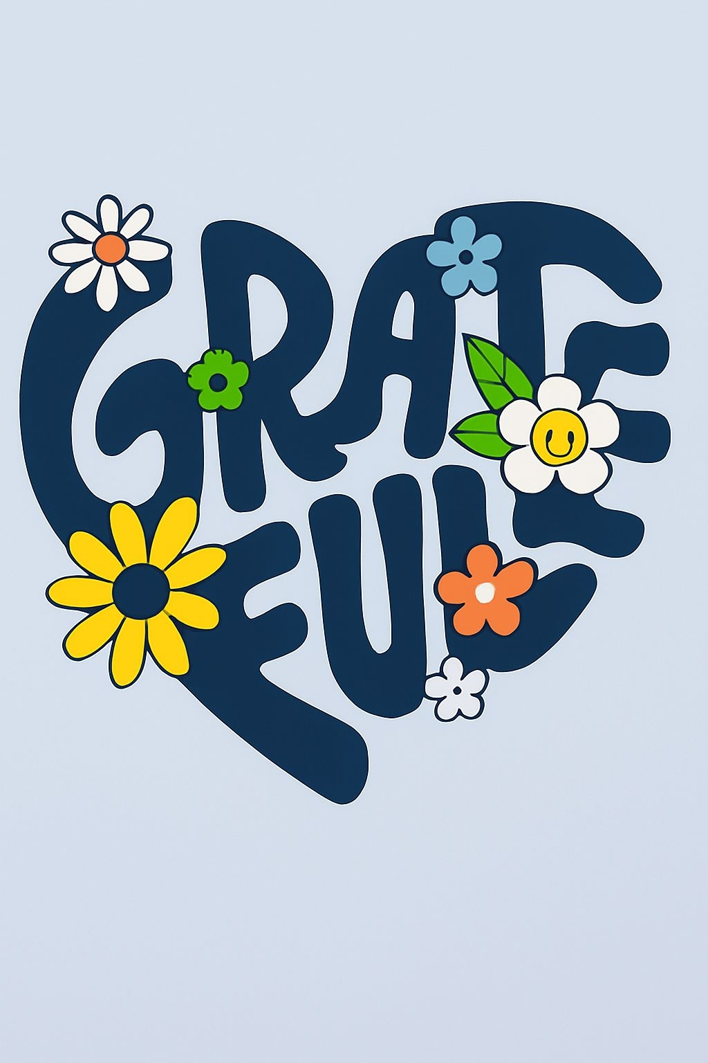 Whimsical Grateful Heart Design with Flowers T-Shirt