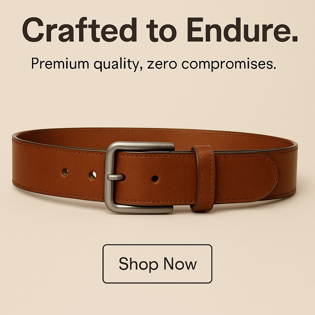 Premium Quality Tan Leather Belt Advertisement Poster