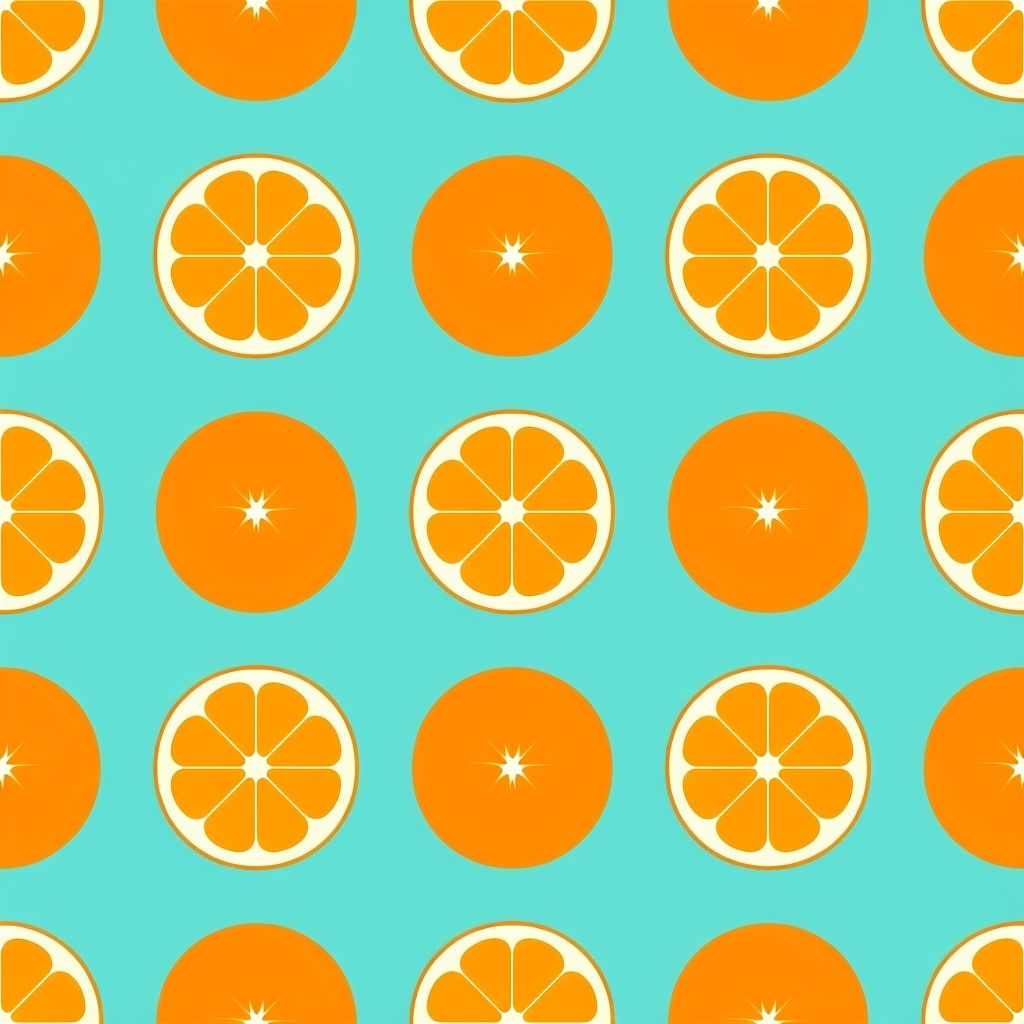 Stylized Orange Seamless Pattern with Geometric Design