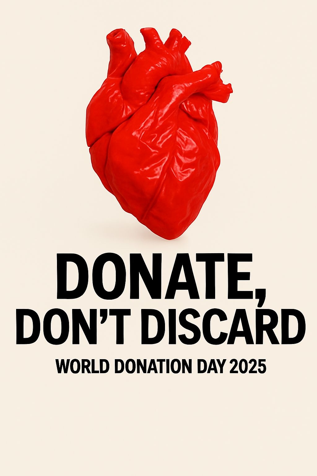 Vibrant Red Anatomical Heart Donation Awareness Poster Social Media Post