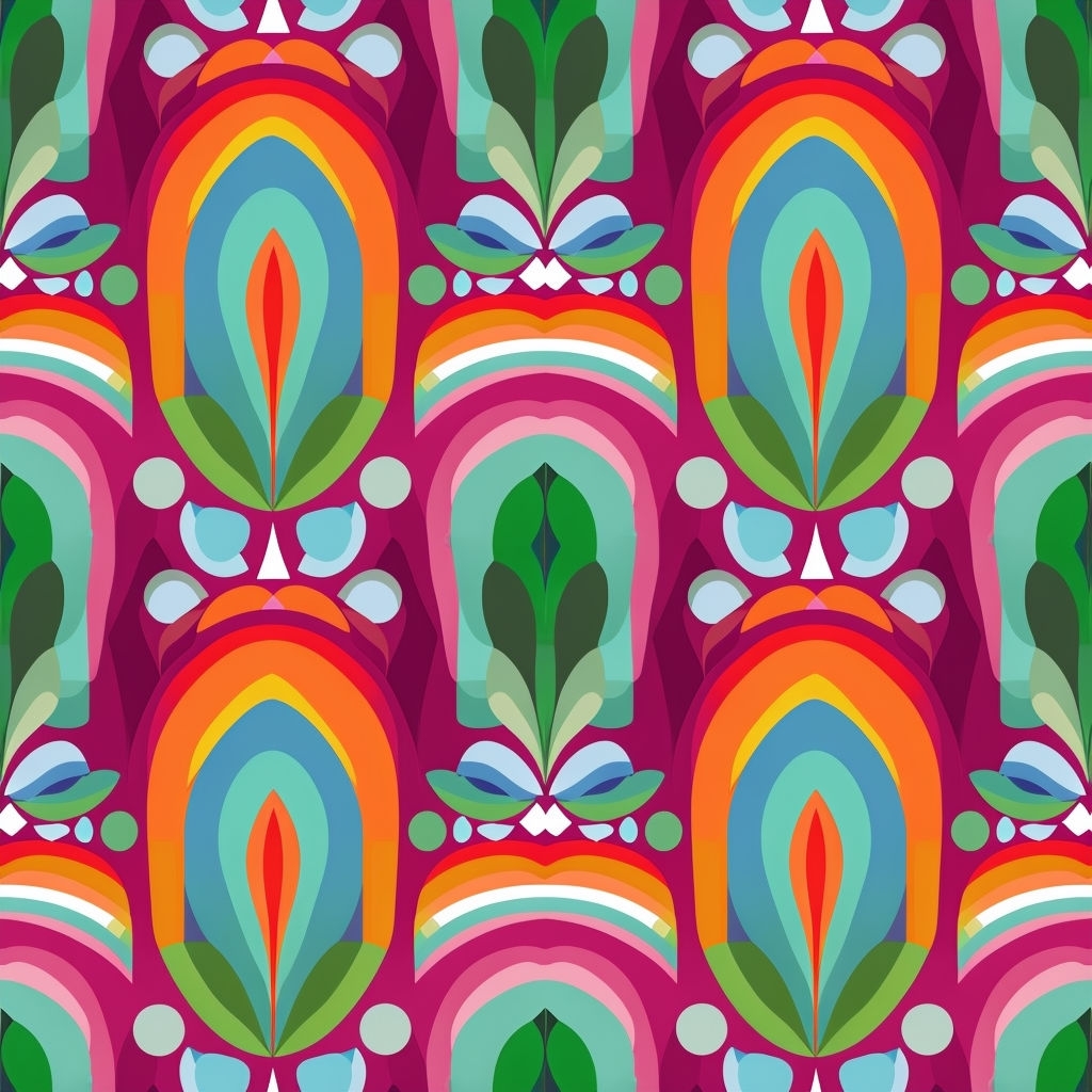 Vibrant Geometric Abstract Pattern in Rich Magenta Seamless Pattern
