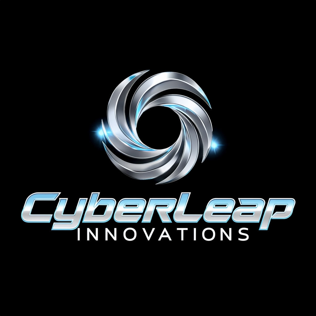 Futuristic CyberLeap Innovations Logo Design with Metallic Effects Logo