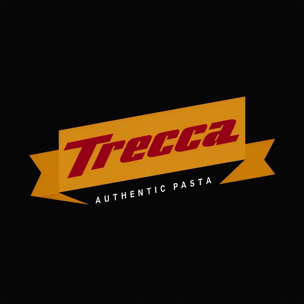 Striking Crimson Trecca Minimalist Logo Design for Pasta Brand Logo