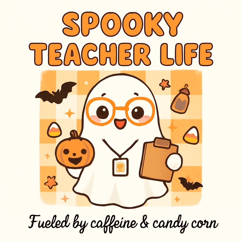 Cute Cartoon Ghost with Spooky Teacher Life Text T-Shirt