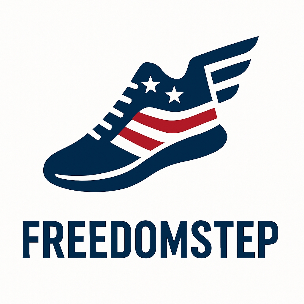 Navy Blue Freedomstep Running Shoe Minimalist Logo Design Hats