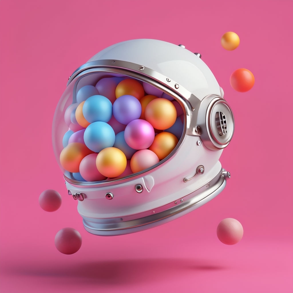 Colorful Futuristic Astronaut Helmet 3D Art Design Spotify Album Cover