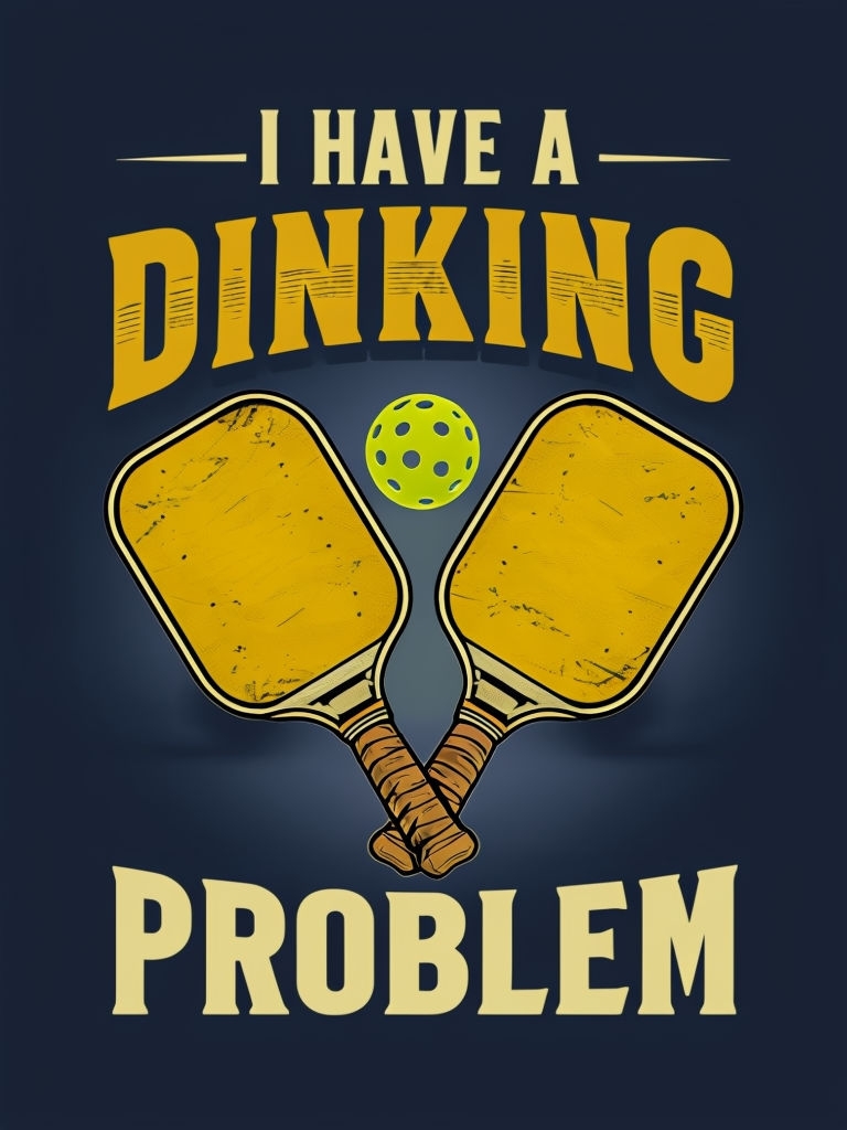 Vintage Dinking Problem with Yellow Pickleball Paddles Poster