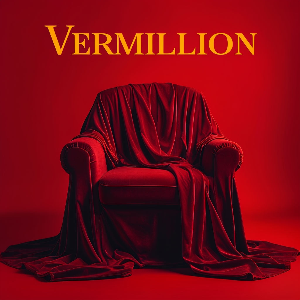 Luxurious Vermillion Velvet Armchair Album Cover Design