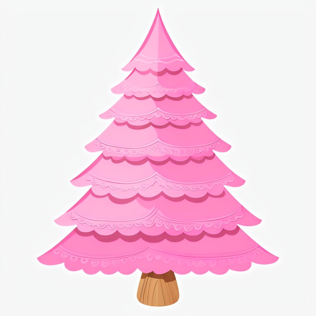 Whimsical Pink Christmas Tree Illustration Sticker