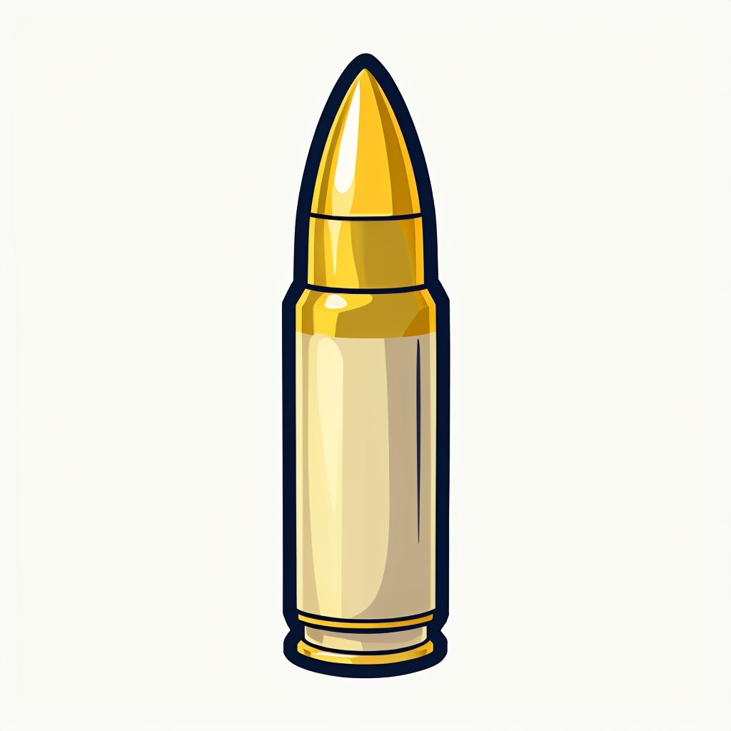 Minimalist Golden Brass Ammunition Bullet Illustration Sticker