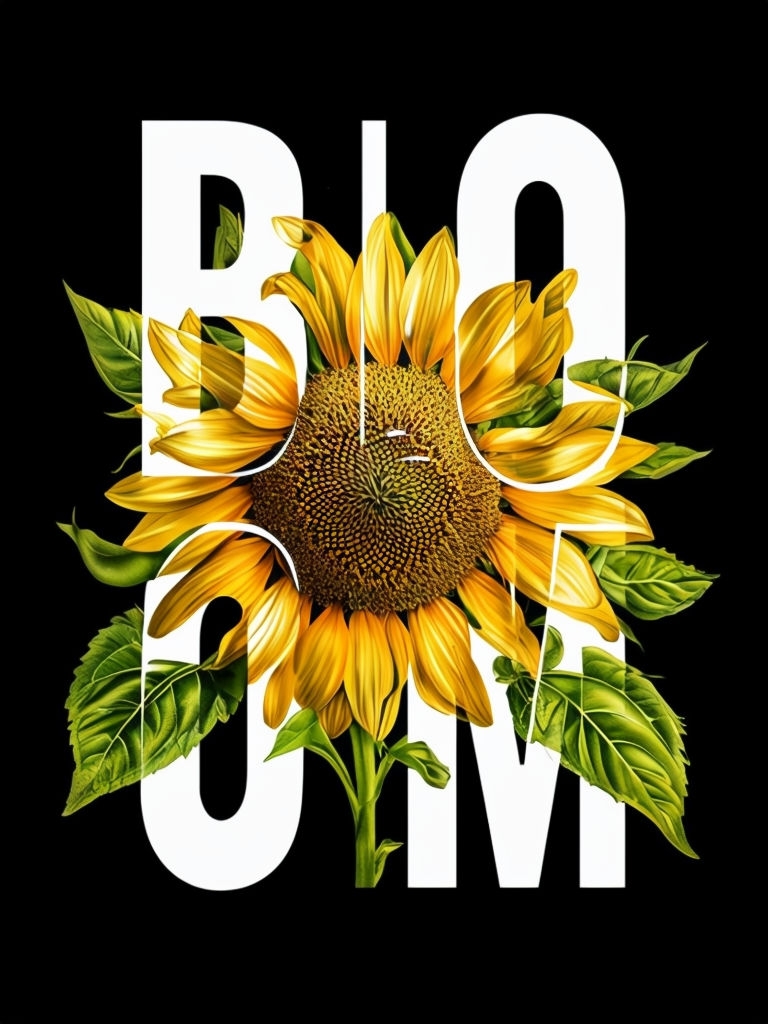 Bold Sunflower Bloom Typography T-Shirt
