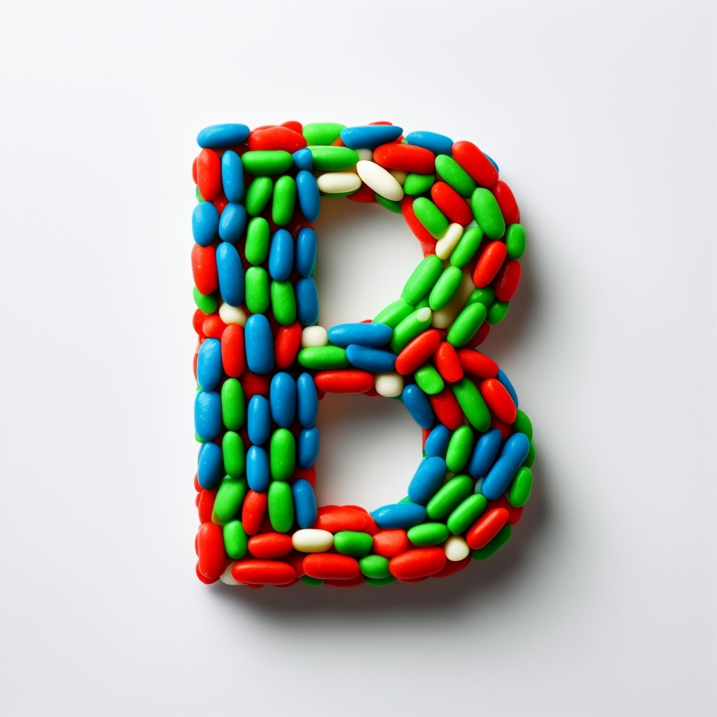 Colorful Candy Monogram Letter B Photography on White Background Monogram