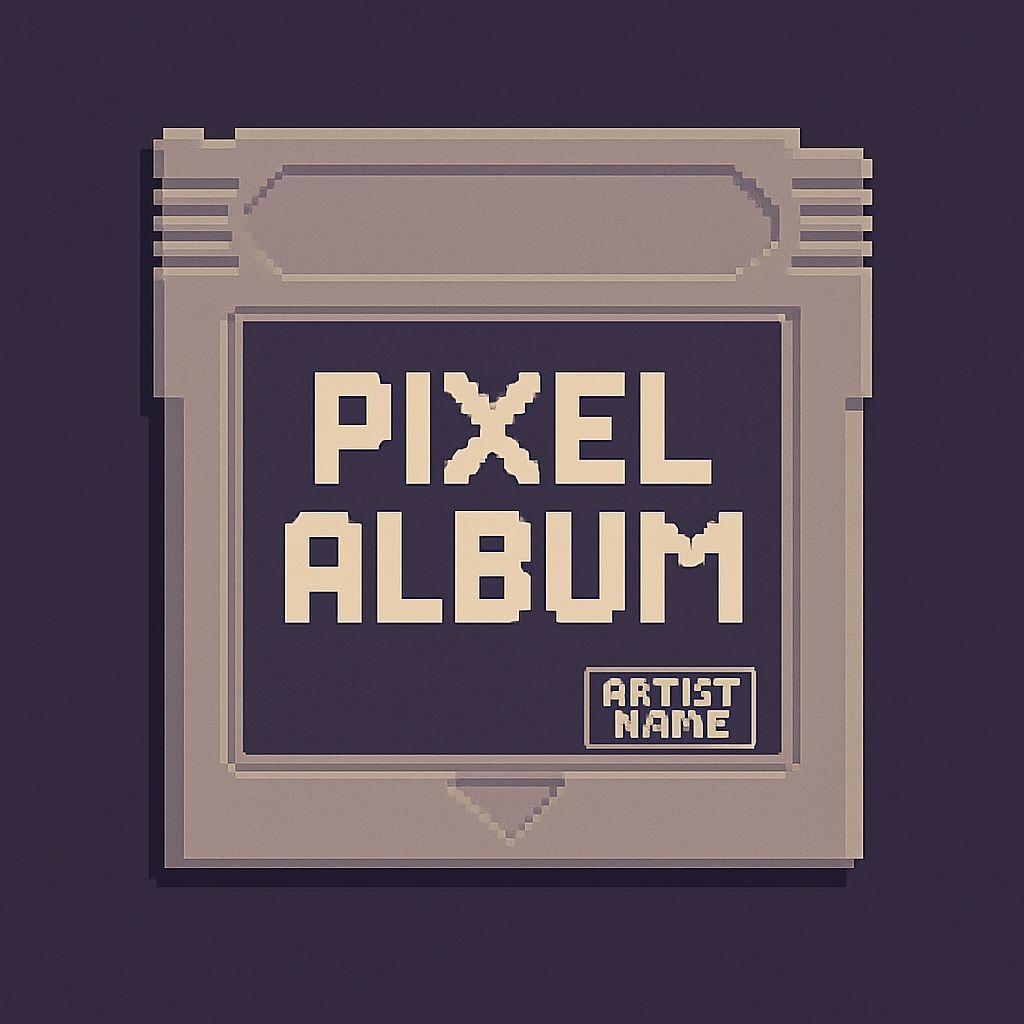 Vintage Pixel Art Video Game Cartridge Cover Design for Spotify Album Cover