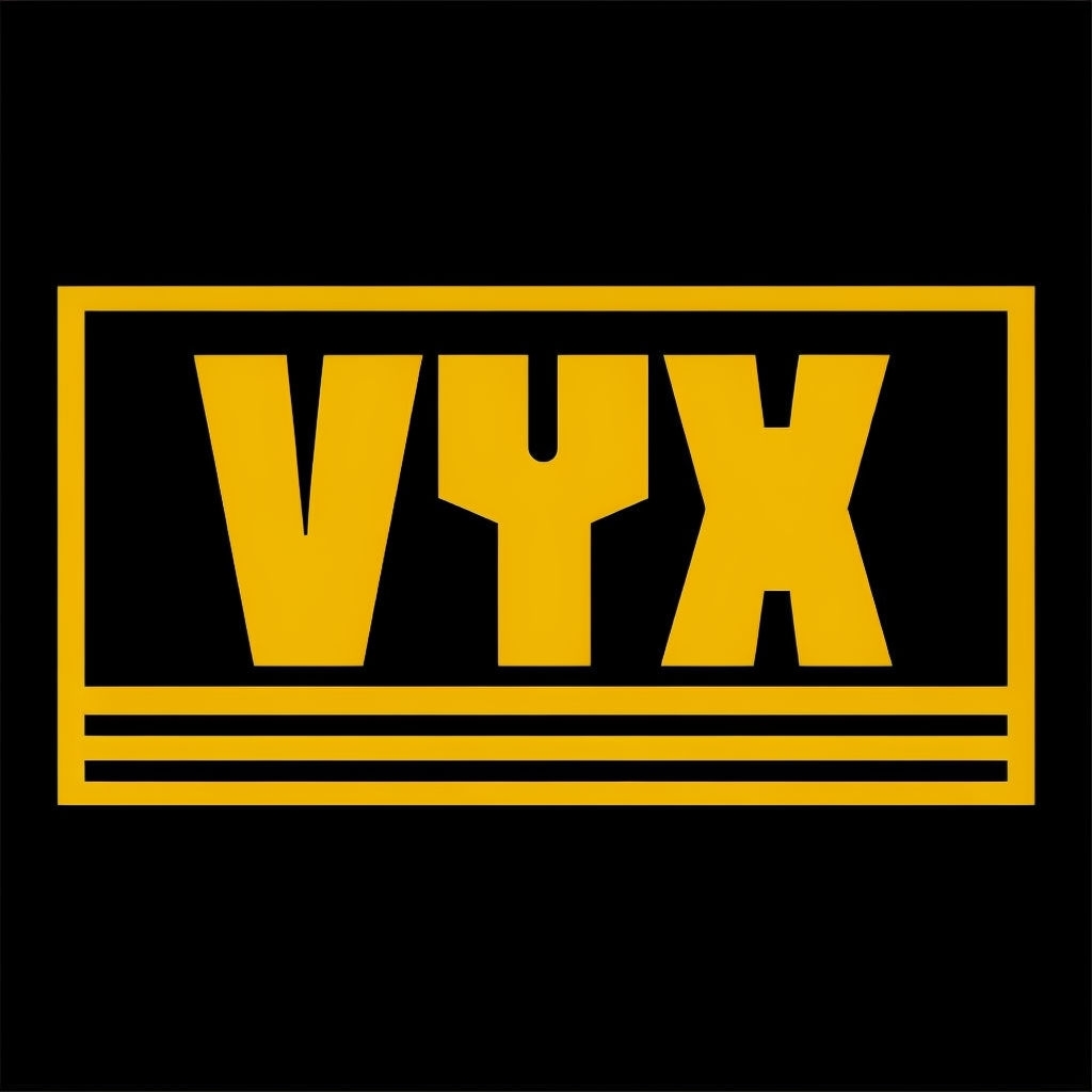 Modern Mustard Yellow VYX Logo on Black Background Design Logo
