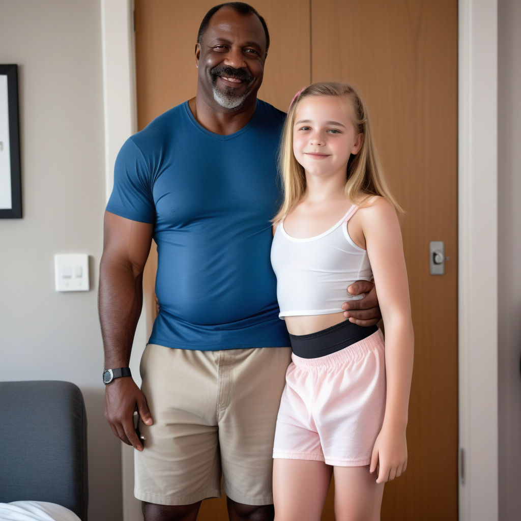 Sexy 13 year old daughter croptop and shorts with dad