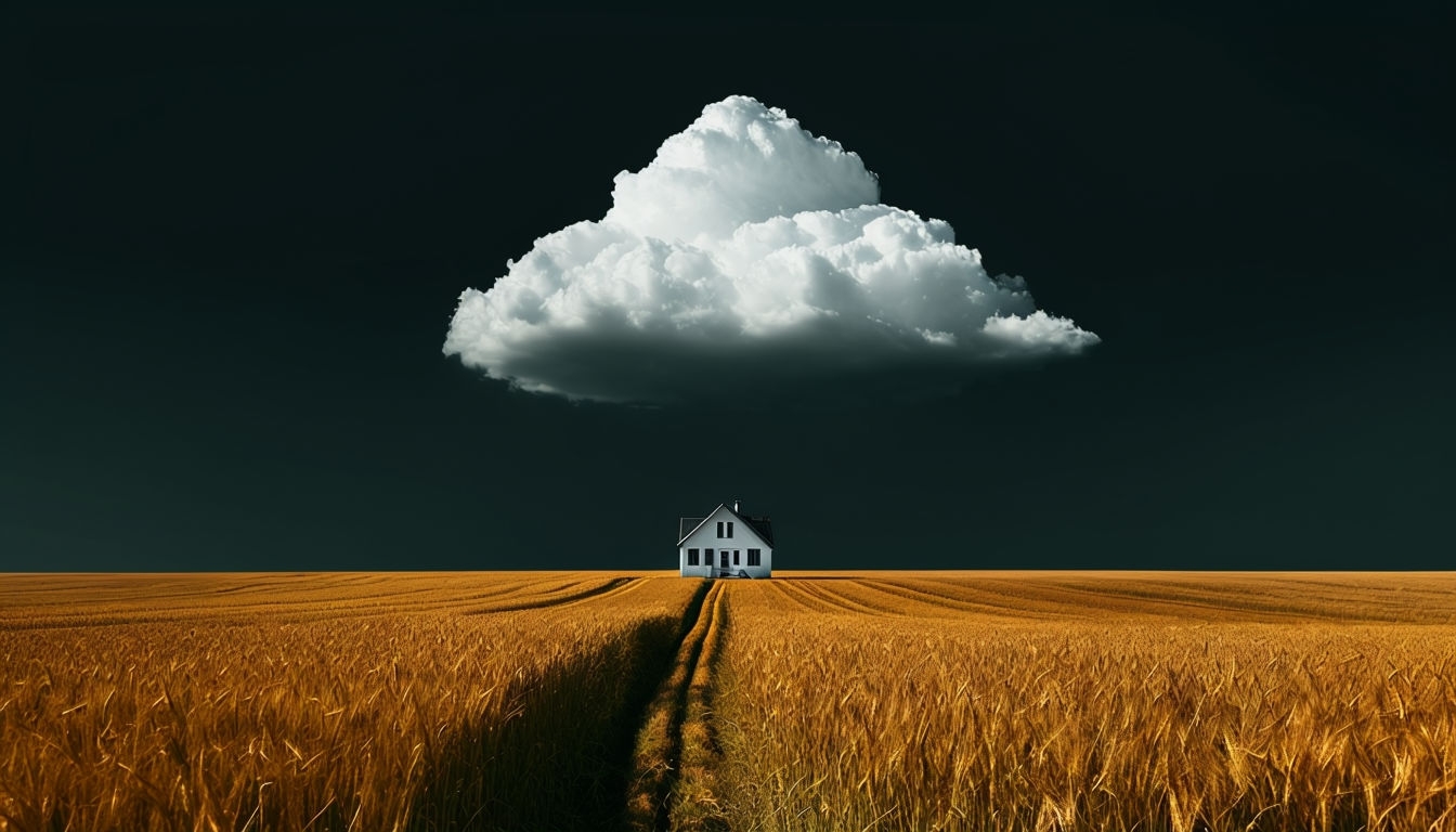 Serene Golden Wheat Field and White House Virtual Background