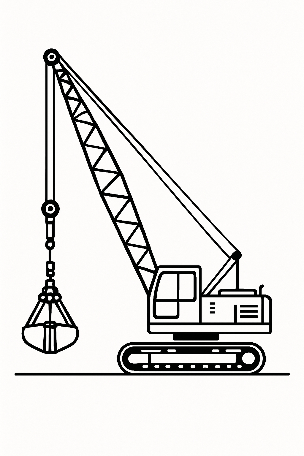Minimalist Excavator Line Drawing for Coloring Book Pages