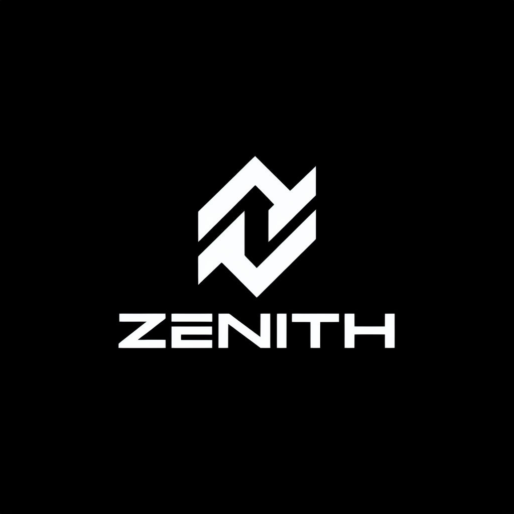 Minimalist Geometric ZENITH Logo Design on Black Background Logo