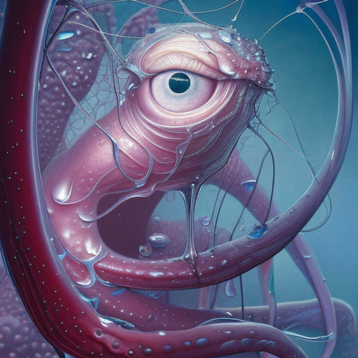 Shiny wet gelatinous fractal silk fractal crystal of a close... by Thirstin T Thithtertinton