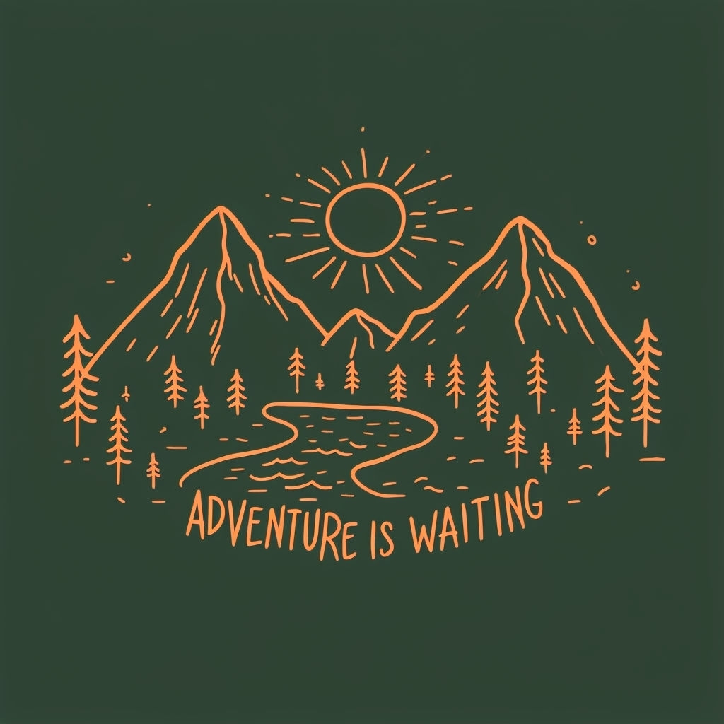Minimalist Mountain Adventure is Waiting Line Art T-Shirt