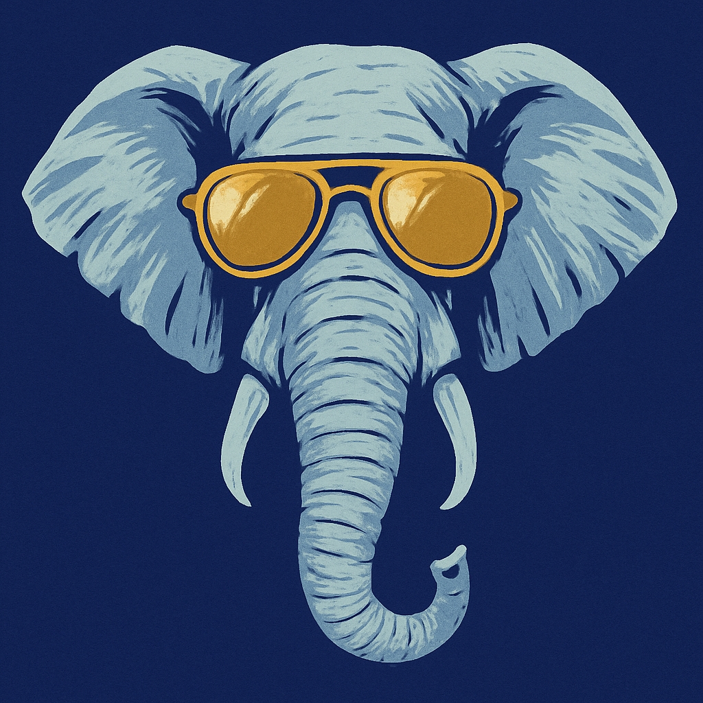 Whimsical Elephant with Yellow Sunglasses Graphic T-shirt