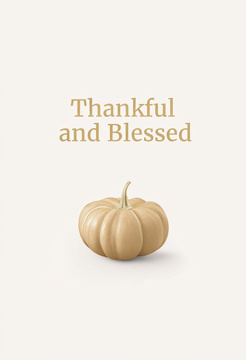 Elegant Golden Pumpkin Thanksgiving Card Design