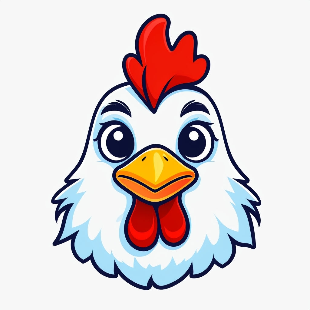 Cheerful Cartoon Rooster Head Illustration for Hats