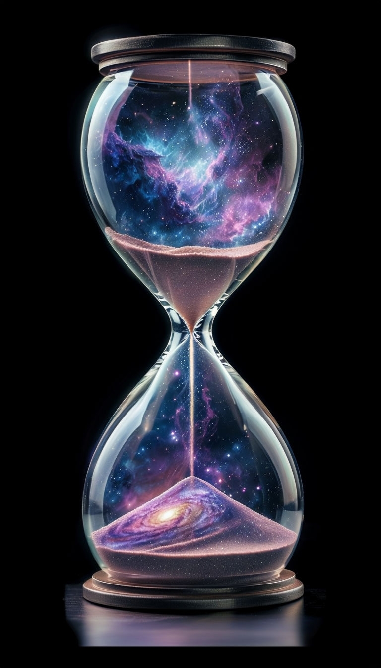 Surreal Cosmic Hourglass with Nebula Clouds Mobile Wallpaper