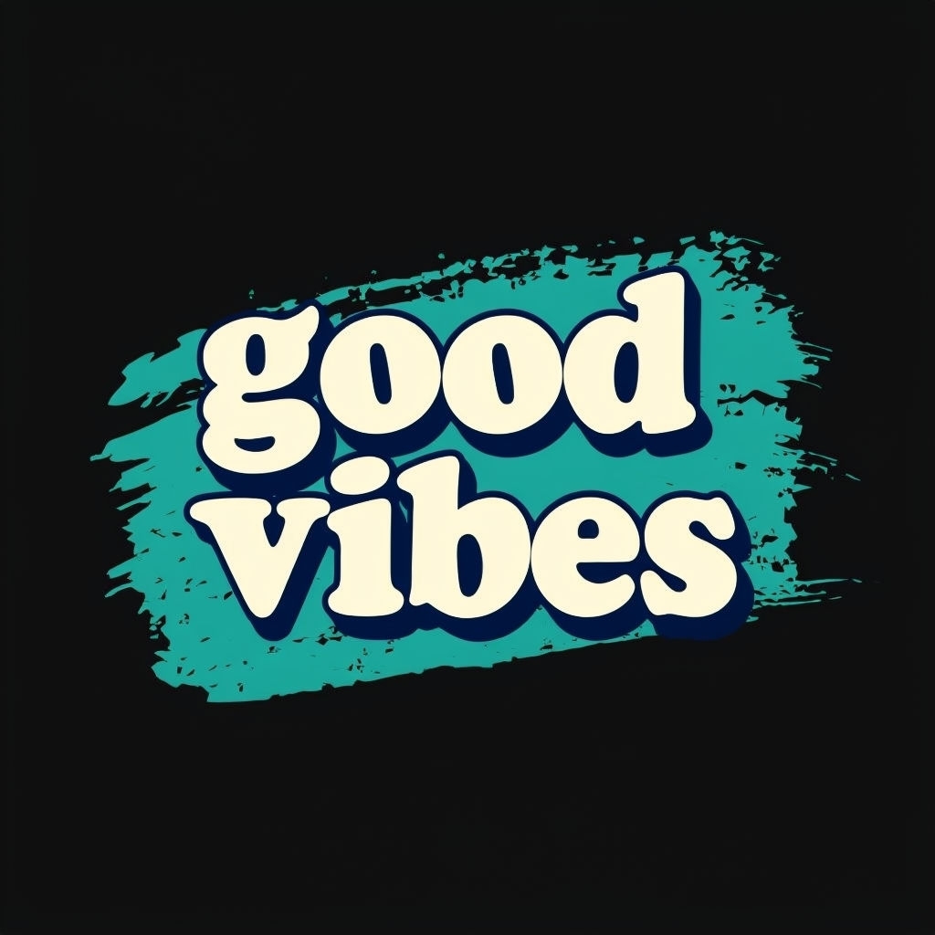 Good Vibes Retro Text Graphic on Black Background T-shirt