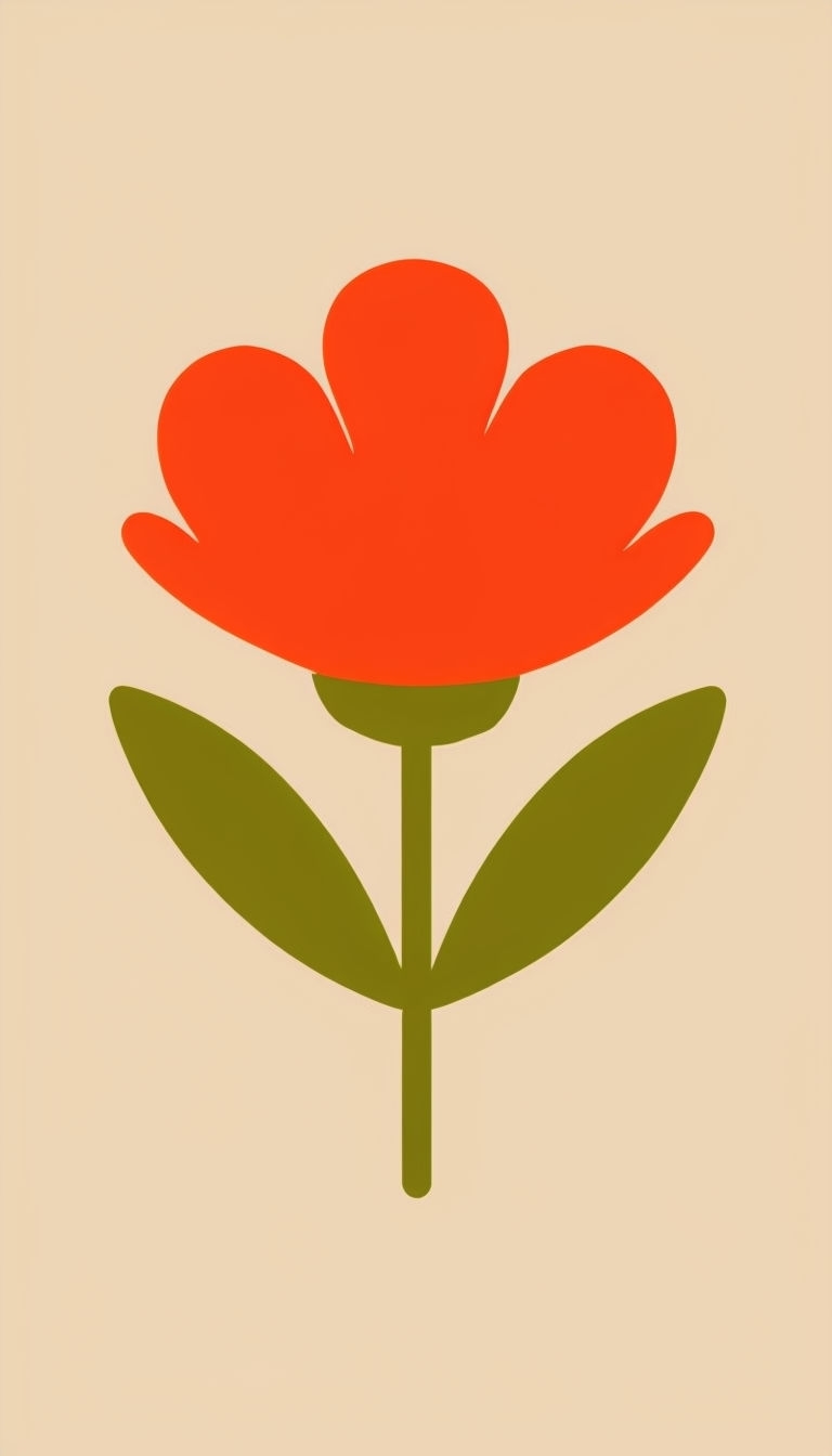 Vibrant Red-Orange Flower Minimalist Illustration Phone Case Cover