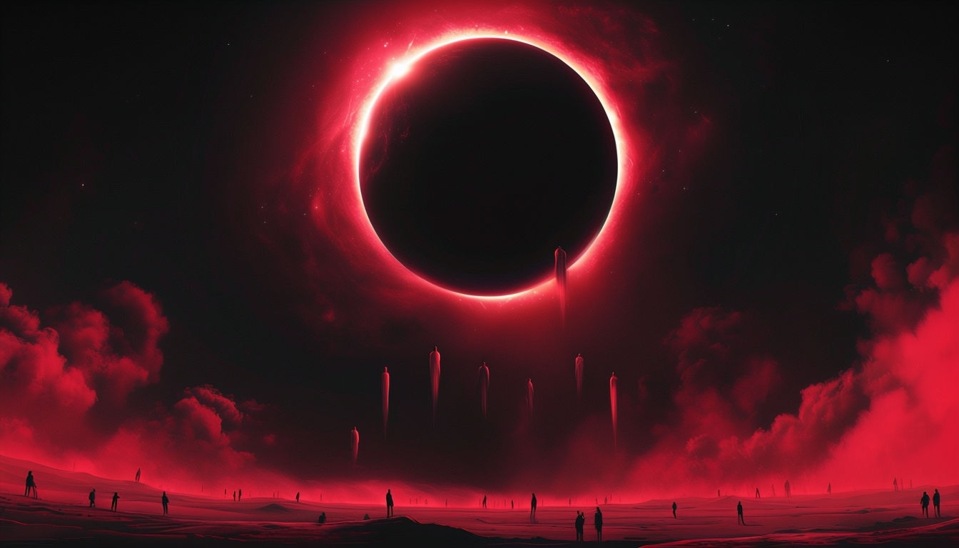 Eerie Black Hole with Ghostly Figures Virtual Background