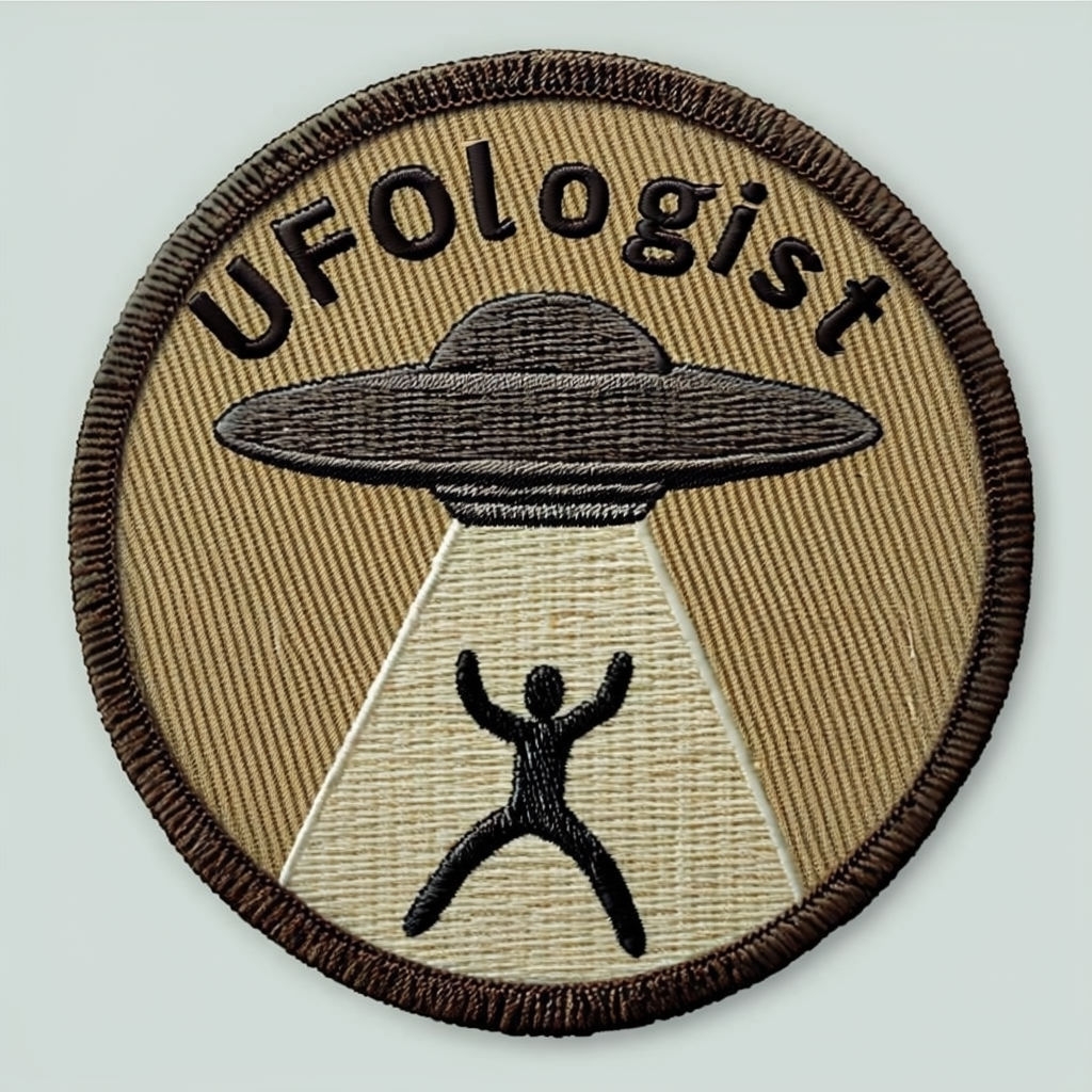 Humorous UFOlogist Embroidered Patch Design for Hats