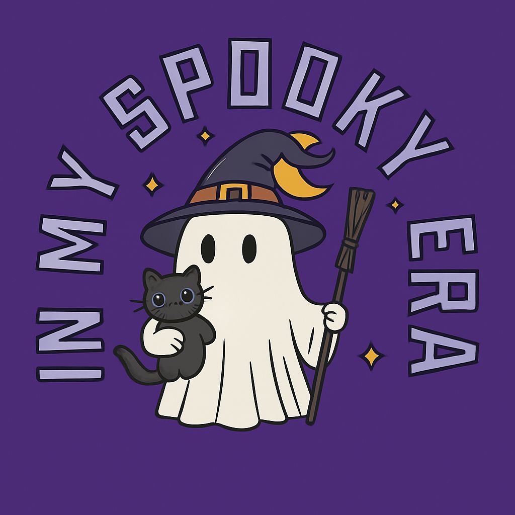 Cute Cartoon Ghost and Cat Halloween T-Shirt
