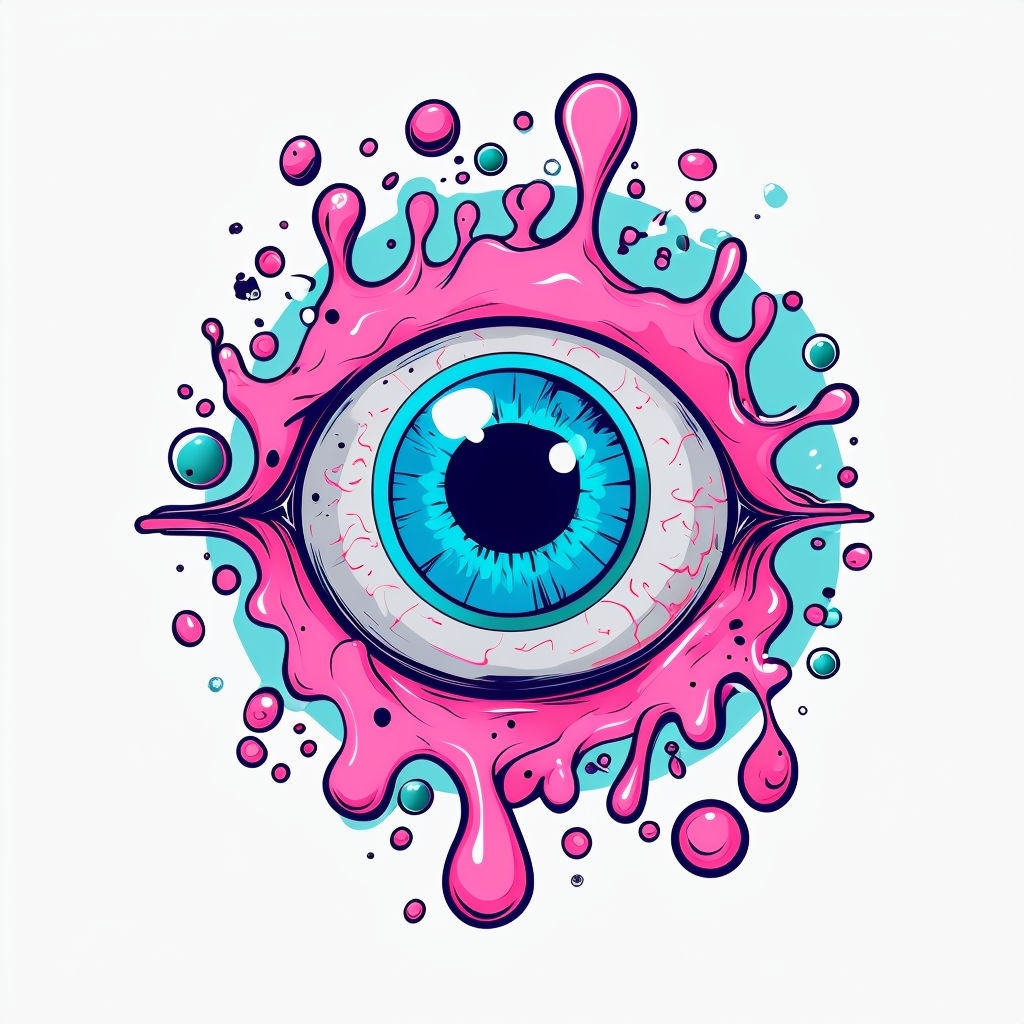 Surreal Blue Eyeball with Pink Slime Abstract Sticker
