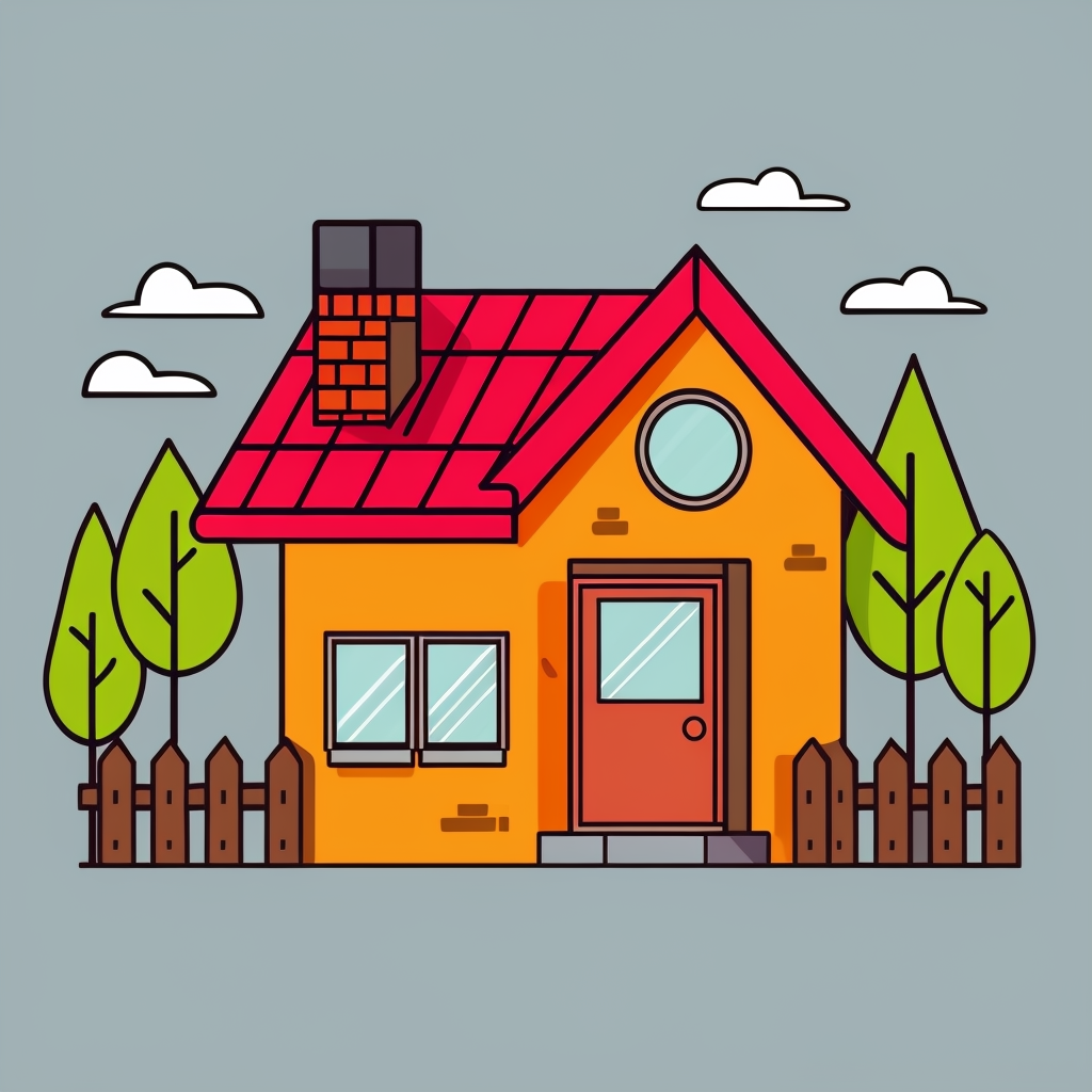 Cozy Cartoon Colorful House Illustration