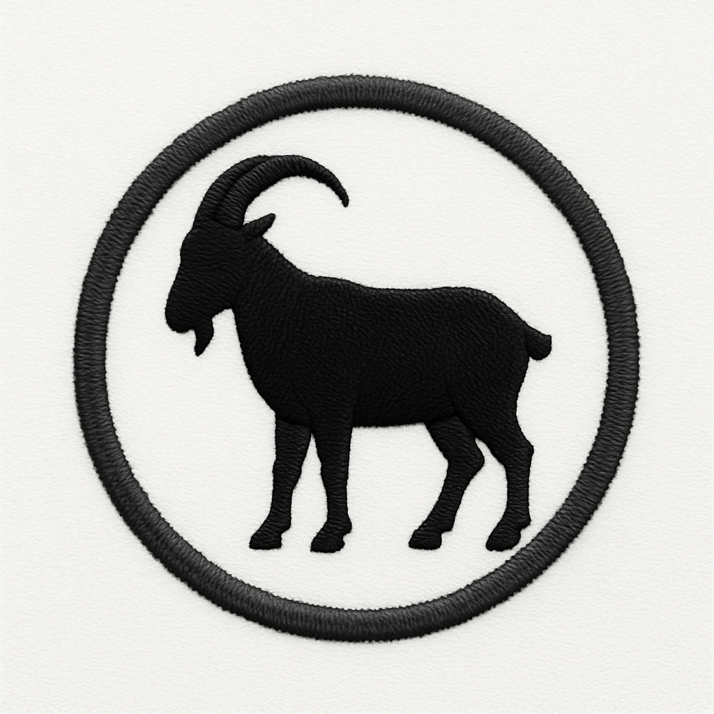 Black Goat Embroidered Patch Design for Stylish Hats