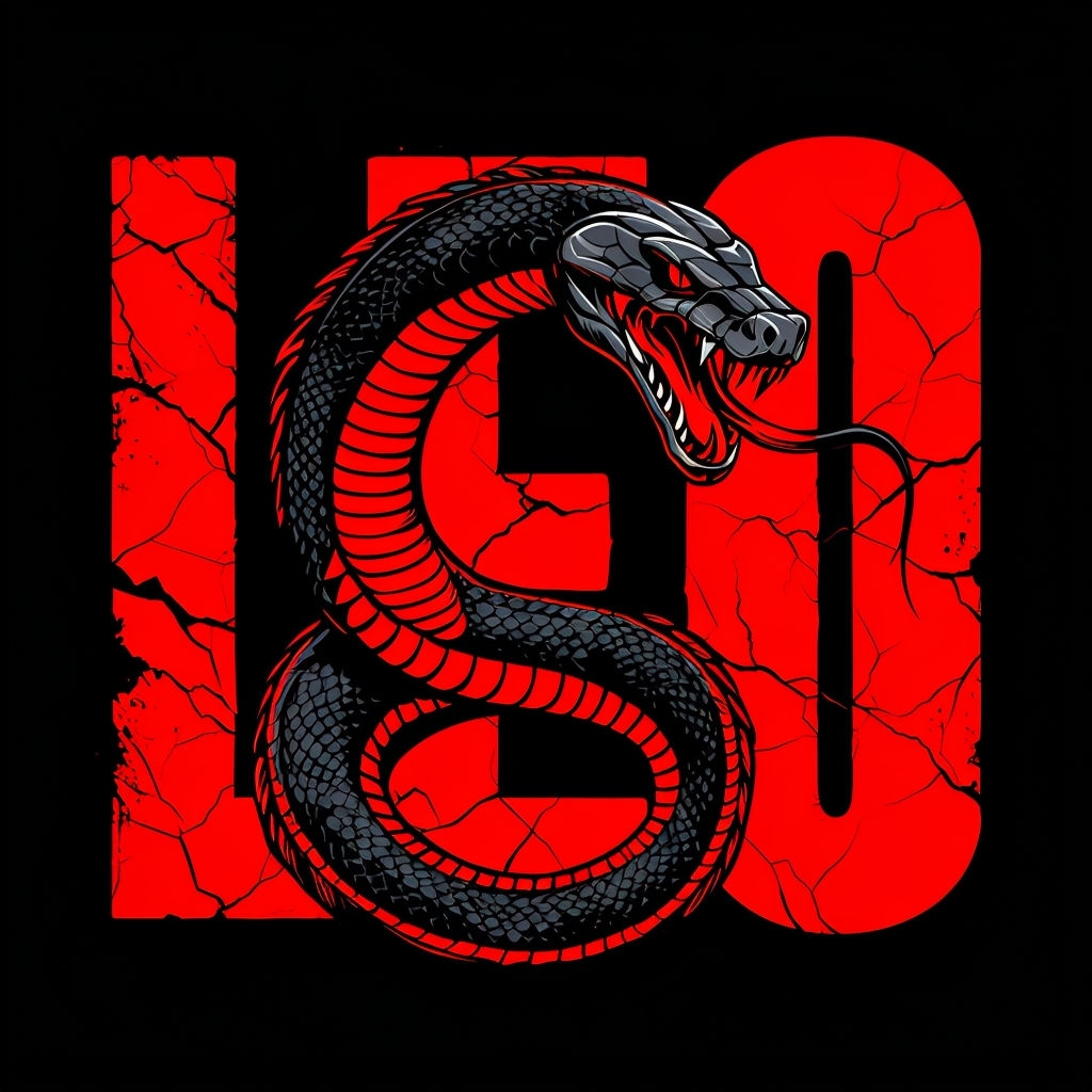 Fierce Black Snake Wrapped Around 'LEO' Neon Text T-Shirt