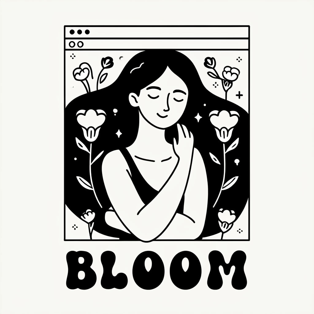 Minimalist Female Figure with Flower Design T-Shirt