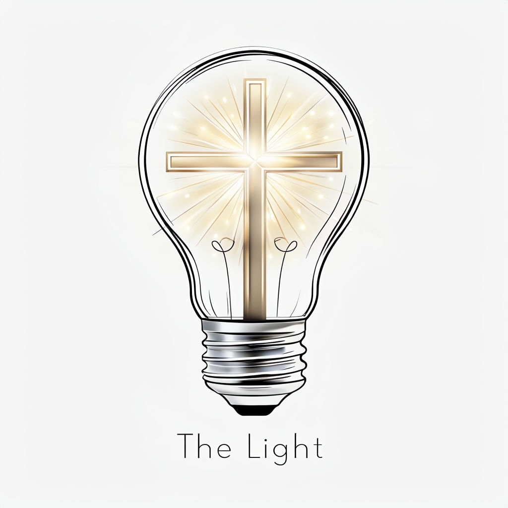 Minimalist Light Bulb with Christian Cross Illustration Poster