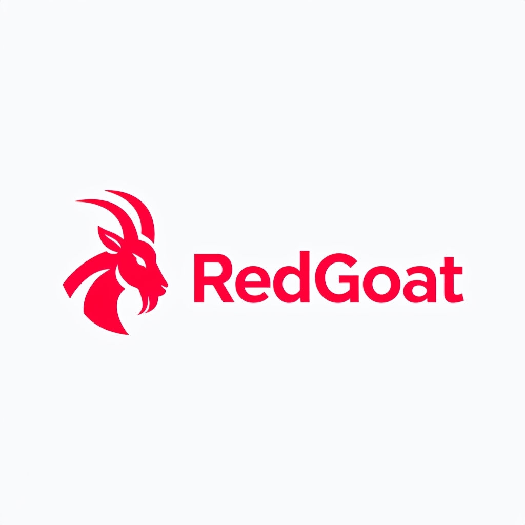 Minimalistic Red Goat Head Silhouette Logo Design