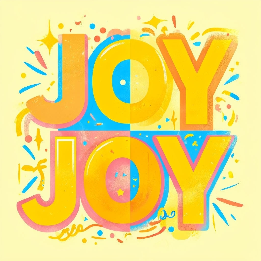 Vibrant JOY Typography with Decorative Elements Seamless Pattern