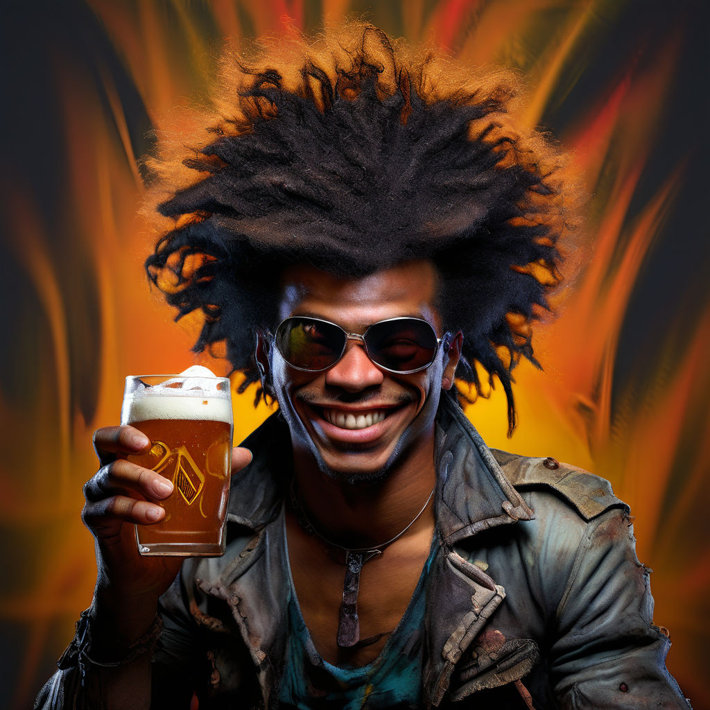 Happy mad maxx beer drionking man with a skinny fro hawk by Charles ...