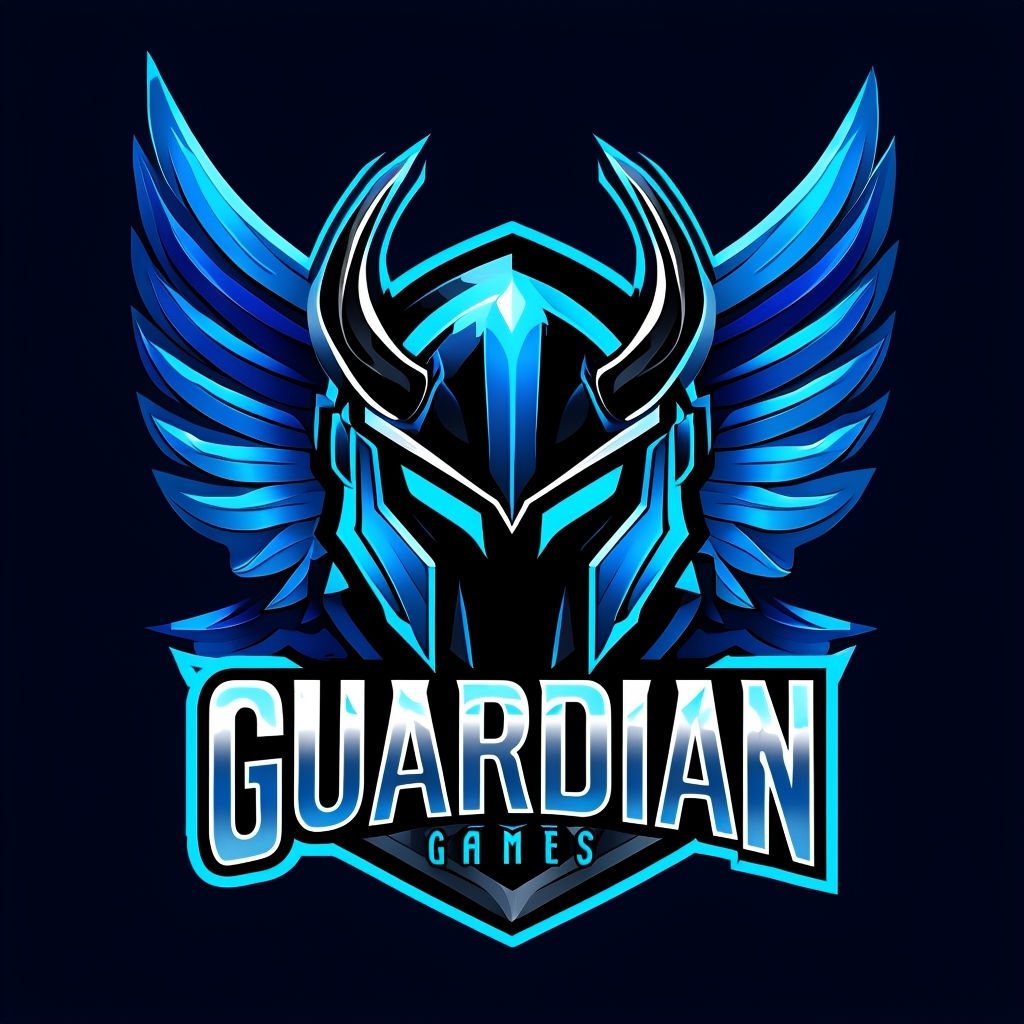 Bold Guardian Gaming Logo with Abstract Helmet Design