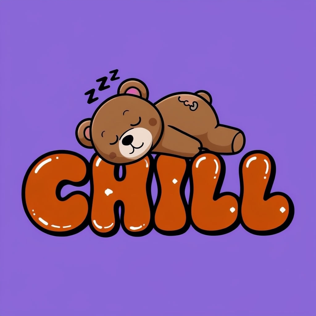 Sleepy Brown Teddy Bear Chill Graphic T-Shirt