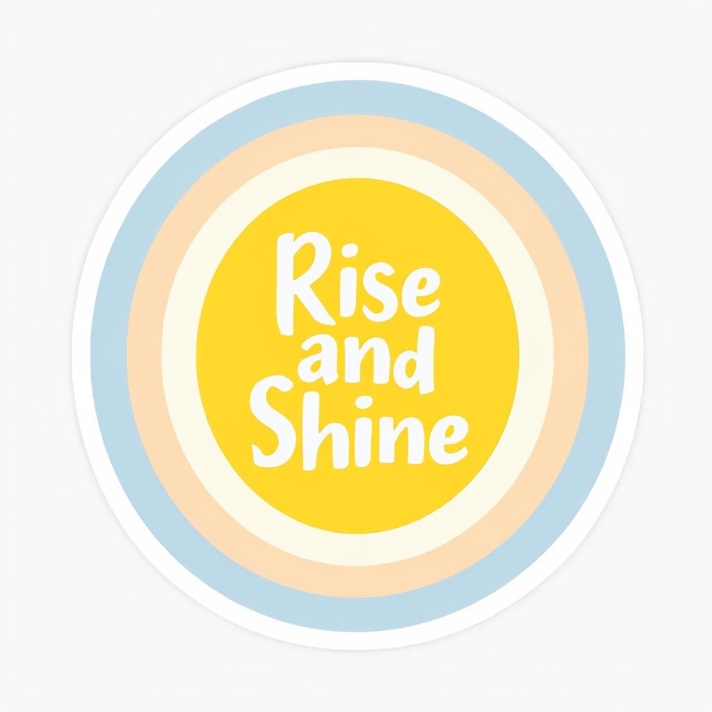 Rise and Shine Motivational Pastel Circle Sticker