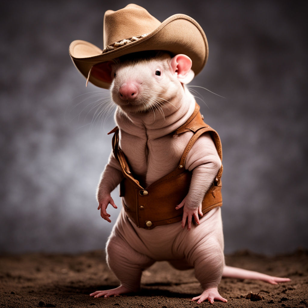 A naked mole rat in a cowboy costume by Christian Figueroa - Playground