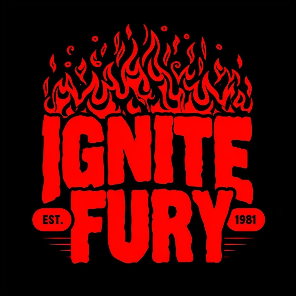 Ignite Fury Bold Graphic Design T-Shirt
