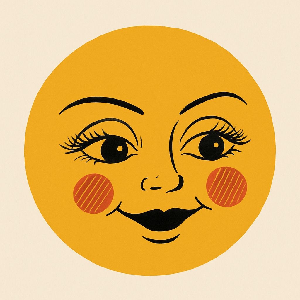 Cheerful Vintage Yellow Face Illustration Sticker