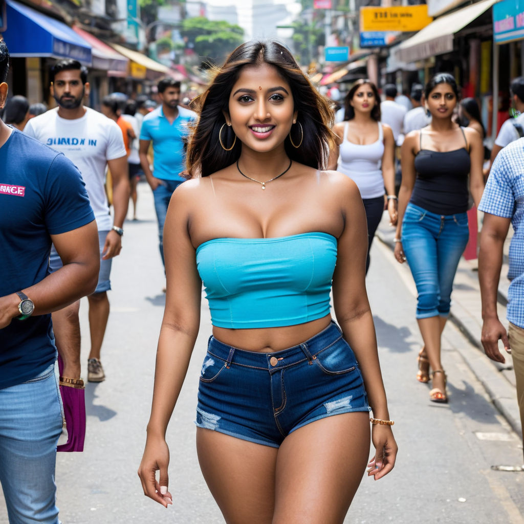 Hyperrealistic average size mid age mallu model in bikini top