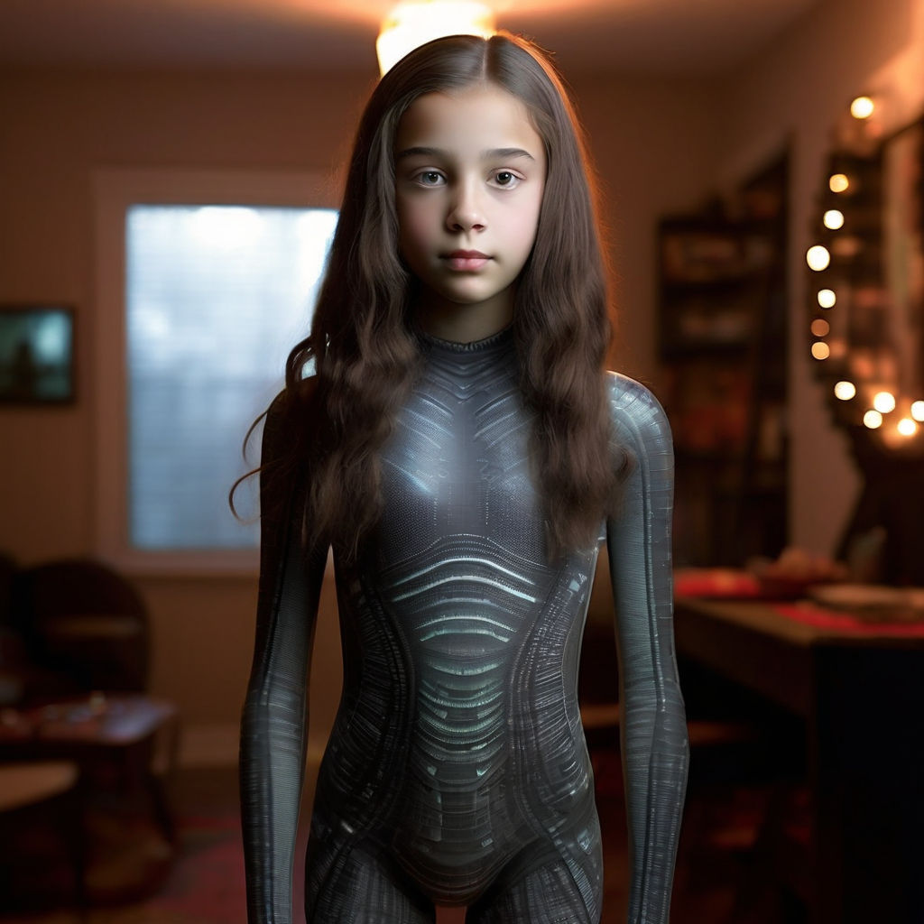 Greta Thunberg with big breasts in latex suit